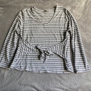 Gray Tie-Waist Shirt